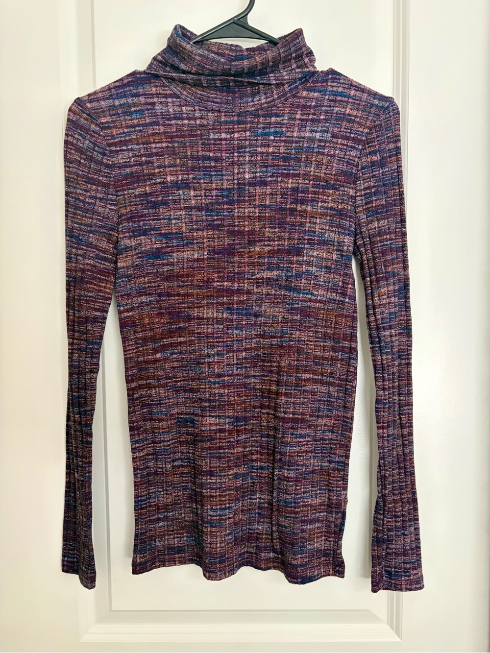 Madewell Multicolor Ribbed Turtleneck Long Sleeve Top